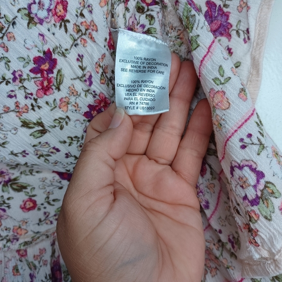 Patrons Of Peace Floral Boho Sleeveless Top in Cream Pink - Size Small - Picture 5 of 5